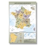 Carte de France Administrative - Modèle Topaze - Poster Plastifié A0