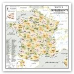 Carte de France Administrative des Départements - Modèle Vintage - Poster Plastifié Velleda 100x100