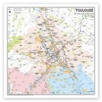 Carte de Toulouse et son Agglomération - Poster Plastifié 100x100cm