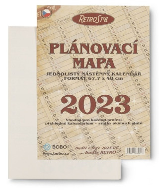 Plánovací roční mapa retro skládaná 2023 - nástěnný kalendář