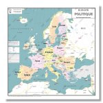Carte Europe Politique et Union Européenne - Poster Plastifié 100x100cm