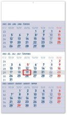 3-mesačný kalendár modrý 2023 - nástenný kalendár