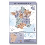 Carte de France Administrative - Modèle Aventurine - Poster Plastifié A0
