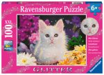 Ravensburger Kinderpuzzle - 13358 Glitzerkatze - 100 Teile Glitzerpuzzle für Kinder ab 6 Jahren, mit Glitter