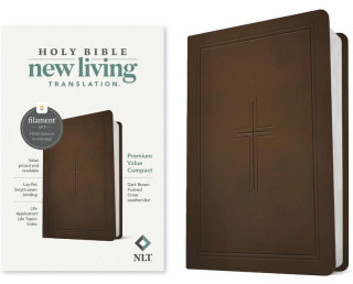NLT Premium Value Compact Bible, Filament Enabled Edition (Leatherlike, Dark Brown Framed Cross)