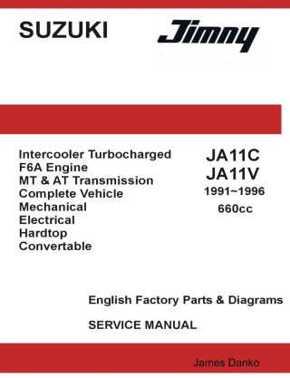 Suzuki Jimny JA11C JA11V 660cc English Factory Parts Manual 1991-1996