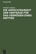 Die Anfechtbarkeit der Verträge für das Vermögen eines Dritten