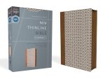 Niv, Thinline Bible, Compact, Leathersoft, Brown/White, Zippered, Red Letter, Comfort Print