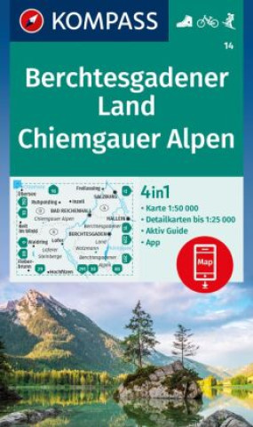 KOMPASS Wanderkarte 14 Berchtesgadener Land, Chiemgauer Alpen 1:50.000