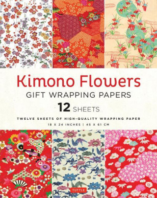 Kimono Flowers Gift Wrapping Paper - 12 Sheets: 18 X 24 Inch (45 X 61 CM) High-Quality Wrapping Paper