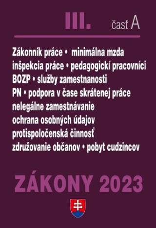 Zákony III A 2023 - Pracovnoprávne vzťahy a BOZP