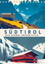 Südtirol - Old School Poster Style (Tischkalender 2024 DIN A5 hoch)