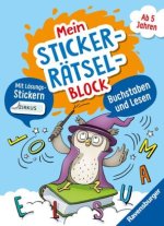 Ravensburger Mein Stickerrätselblock: Buchstaben für Kinder ab 5 Jahren - spielerisch Buchstaben und Lesen Lernen mit lustigen Übungen und Sticker-Spa