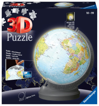 Ravensburger 3D Puzzle 11549 - Globus mit Licht - 540 Teile - Beleuchteter Globus für Erwachsene und Kinder ab 10 Jahren