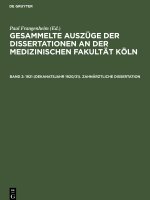 1921 (Dekanatsjahr 1920/21). Zahnärztliche Dissertation