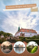 Sachsens Burgen und Schlösser mit Ortsangaben (Wandkalender 2024 DIN A2 hoch)