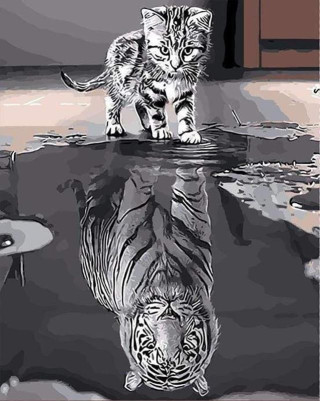 Malování podle čísel - Kotě a tygr 40 x 50 cm (s rámem)