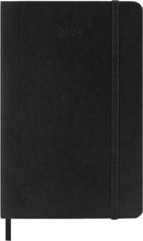 Moleskine 12 Monate Monats Notizkalender 2024, P/A6, 1 Mo = 2 Seiten, Linierte Seiten, Soft Cover, Schwarz