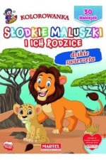 Kolorowanka z naklejkami. Słodkie maluszki i ich rodzice. Dzikie zwierzęta