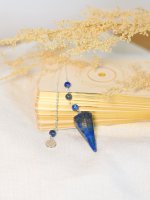 Pendule Hexagonal en Lapis-Lazuli et charm Fleur de vie