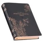Spiritual Growth Bible, Study Bible, NLT - New Living Translation Holy Bible, Faux Leather, Black Rose Gold Debossed Floral