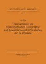 Untersuchungen zur Hieroglyphischen Palaographie und Klassifizierung der Privatstelen der 19. Dynastie