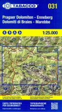 Pragser Dolomiten. Enneberg-Dolomiti di Braies. Marebbe. Carta topografica in scala 1:25.000. Ediz. italiana, inglese, francese e tedesca