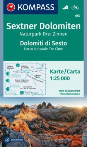 KOMPASS Wanderkarte 657 Sextner Dolomiten, Hochpustertal / Dolomiti di Sesto, Alta Pusteria 1:25.000