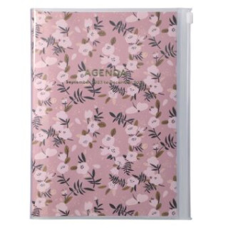 MARK'S 2023/2024 Taschenkalender A5 vertikal, Flower Pattern, Pink