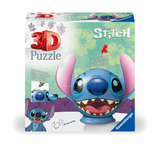 Ravensburger 3D Puzzle 11574 - Puzzle-Ball Stitch mit Ohren - 72 Teile - Puzzle-Ball für Stitch und Disney Fans ab 6 Jahren