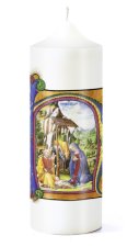 Weihnachtskerze »Christi Geburt« mit Kunstbuch-Motiv
