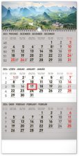 3měsíční kalendář Krajina šedý 2024 - nástěnný kalendář
