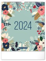 Plánovací kalendář Květy 2024 - nástěnný kalendář