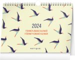 Týdenní plánovací kalendář Ptáčci 2024 s háčkem - stolní kalendář