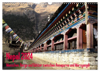 Nepal 2024 Menschen, Berge und Götter zwischen Annapurna und Marsyangdi (Wandkalender 2024 DIN A3 quer), CALVENDO Monatskalender
