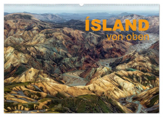 Island von oben (Wandkalender 2024 DIN A2 quer), CALVENDO Monatskalender