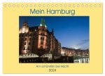 Mein Hamburg - Am schönsten bei Nacht (Tischkalender 2024 DIN A5 quer), CALVENDO Monatskalender