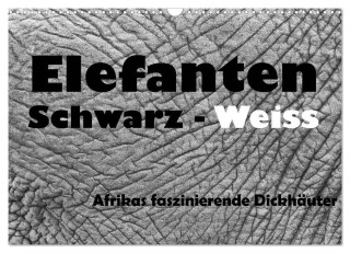 Elefanten Schwarz - Weiss (Wandkalender 2024 DIN A3 quer), CALVENDO Monatskalender