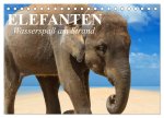 Elefanten - Wasserspaß am Strand (Tischkalender 2024 DIN A5 quer), CALVENDO Monatskalender