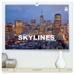 Skylines weltweit (hochwertiger Premium Wandkalender 2024 DIN A2 quer), Kunstdruck in Hochglanz