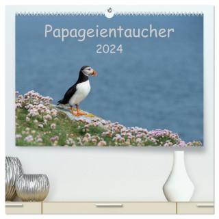 Papageientaucher 2024 (hochwertiger Premium Wandkalender 2024 DIN A2 quer), Kunstdruck in Hochglanz