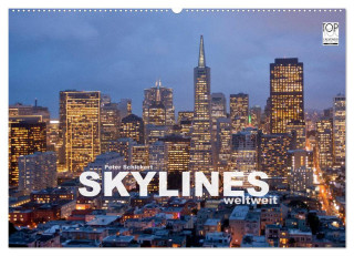 Skylines weltweit (Wandkalender 2024 DIN A2 quer), CALVENDO Monatskalender