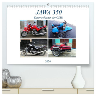 JAWA 350 - Exportschlager der CSSR (hochwertiger Premium Wandkalender 2024 DIN A2 quer), Kunstdruck in Hochglanz