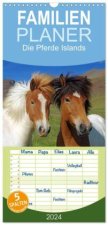 Familienplaner 2024 - Die Pferde Islands mit 5 Spalten (Wandkalender, 21 x 45 cm) CALVENDO