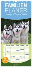 Familienplaner 2024 - Huskys - Traumhunde mit 5 Spalten (Wandkalender, 21 x 45 cm) CALVENDO