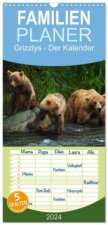 Familienplaner 2024 - Grizzlys - Der Kalender mit 5 Spalten (Wandkalender, 21 x 45 cm) CALVENDO