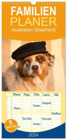 Familienplaner 2024 - Australian Shepherd mit 5 Spalten (Wandkalender, 21 x 45 cm) CALVENDO