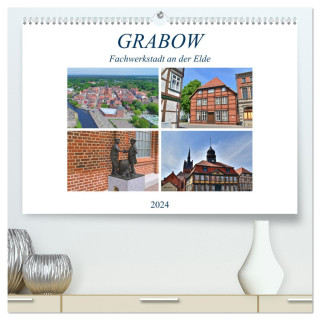Grabow - Fachwerkstadt an der Elde (hochwertiger Premium Wandkalender 2024 DIN A2 quer), Kunstdruck in Hochglanz