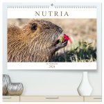 NUTRIA mit Nachwuchs (hochwertiger Premium Wandkalender 2024 DIN A2 quer), Kunstdruck in Hochglanz