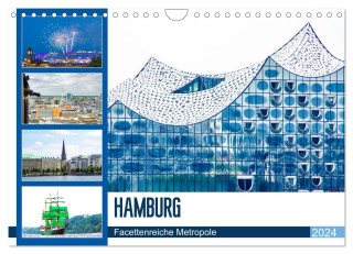 Hamburg - facettenreiche Metropole (Wandkalender 2024 DIN A4 quer), CALVENDO Monatskalender